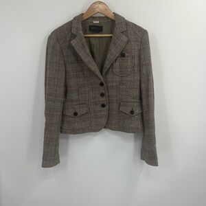 BCBGMaxAzria Vintage Brown Tailored Checkered Blazer